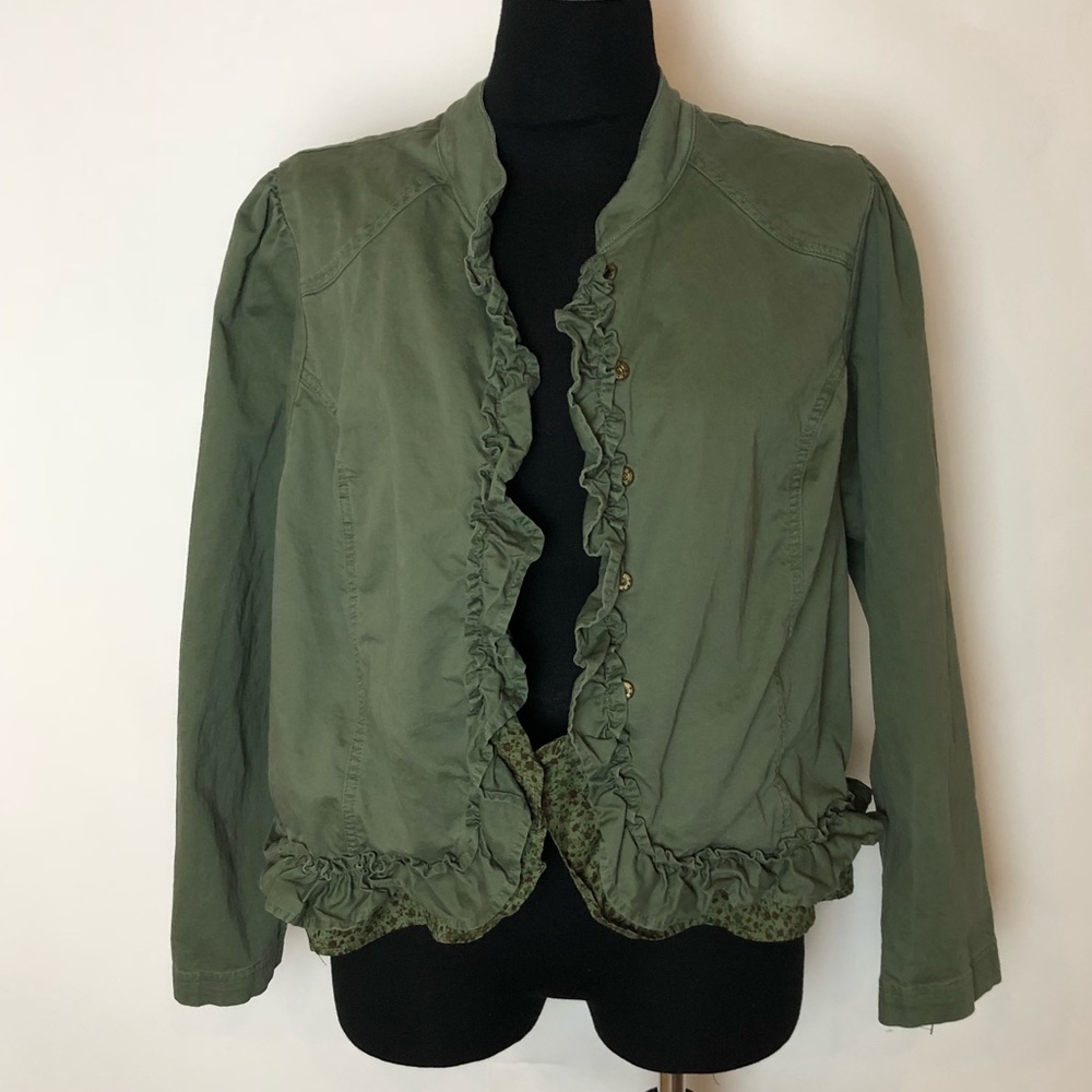 Military Style Jacket Coat Plus Size 3X Pure Green